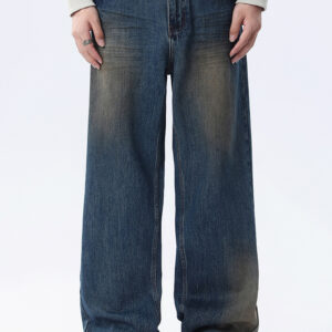 Custom Dirty Effect Straight Jeans Tailor Made Vintage Wash and Inseam