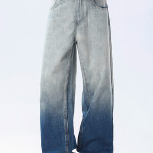 Custom Gradient Dip Dye Jeans Bespoke Ombre Blue Wash and Wide Fit